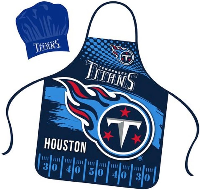 Mojo Licensing Tennessee Titans Apron Chef Hat Set Full Color Universal Size Tie Back Grilling Tailgate BBQ Cooking Host - Image 2